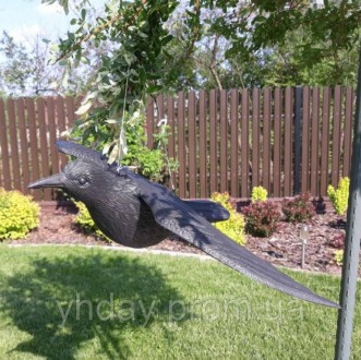 Макет летящего ворона - это отпугиватель, отлично подходящий для борьбы с голубя. . фото 3