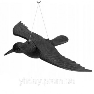 Макет летящего ворона - это отпугиватель, отлично подходящий для борьбы с голубя. . фото 2