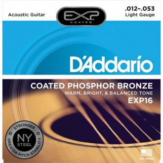 D'Addario EXP16 Light 12-53 - струны для акустической гитары с защитным покрытие. . фото 2