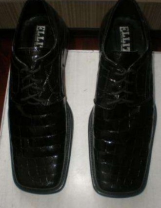 Продам кожаные туфли 44-го размера, черные, лакированные под кожу крокодила. Сде. . фото 4