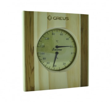 Термогигрометр Greus сосна/кедр 16х14,5 для бани и сауны
Термогигрометр 16х14,5 . . фото 2