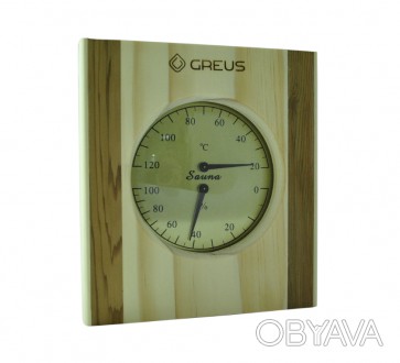 Термогигрометр Greus сосна/кедр 16х14,5 для бани и сауны
Термогигрометр 16х14,5 . . фото 1