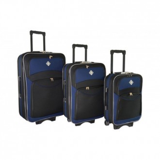 Набор семейных чемоданов разного размера Bonro Style в комплекте 3 штуки черно-т. . фото 2