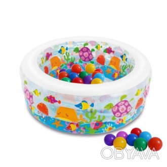 Надувной бассейн для детей с надувный дном Intex "Аквариум" с шариками 10 штук.
. . фото 1
