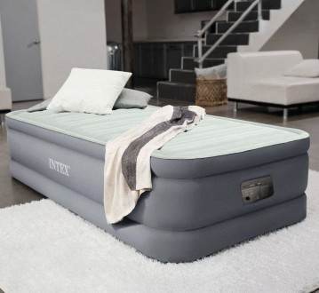Надувная кровать Intex 99х191х46 см, с встроенным электронасосом. Односпальная
 . . фото 5
