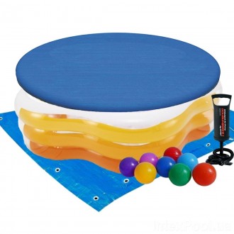 Дитячий надувний басейн Intex "Морська зірка" з кульками 10 шт., ручним насосом . . фото 2