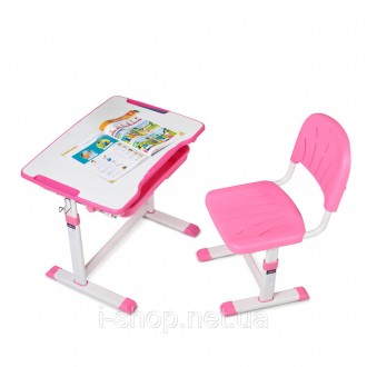 Комплект функциональной растущей детской парты со стульчиком Cubby Sorpresa Pink. . фото 2