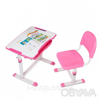 Комплект функциональной растущей детской парты со стульчиком Cubby Sorpresa Pink. . фото 1