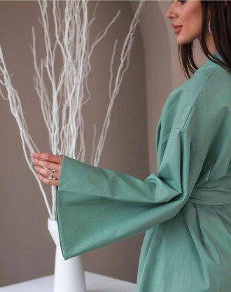 Платье халат кимоно 
Ткань лён 
Цвет оливка и белый 
Размер 42-48 универсал 
Реа. . фото 5