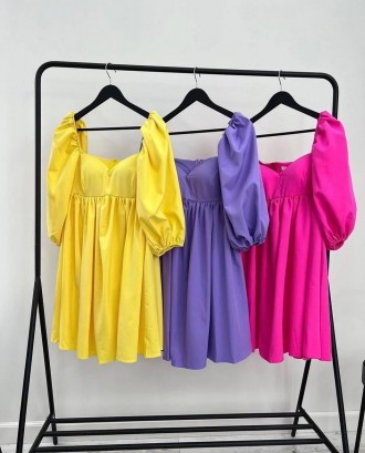 Платье 
Ткань : котон 
Размеры: 42-44, 46-48 
Цвета : малина, желтый, сирень . . фото 3