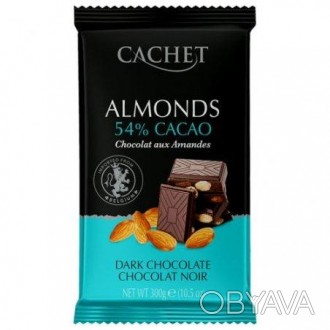 Бельгійський шоколад преміумкласу Cachet (Кашет) 
Чорний шоколад Cachet з мигдал. . фото 1