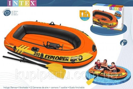Надувная лодка Explorer 200 Pro Set Intex 58357 Легкая и недорогая 2-х местная н. . фото 3
