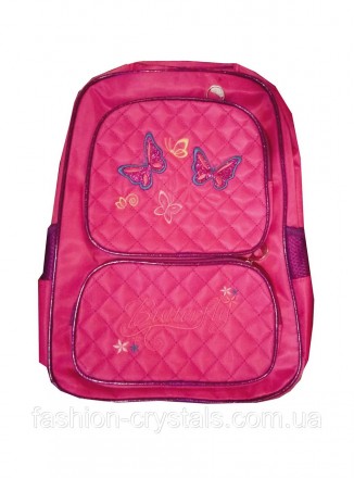 яркий рюкзак для девочки младшей и средней школы, на лицевой стороне 2 наружных . . фото 2