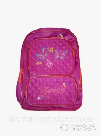 яркий рюкзак для девочки младшей и средней школы, на лицевой стороне 2 наружных . . фото 1