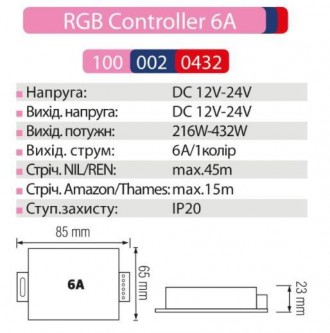 Контролер RGB 6A. . фото 3
