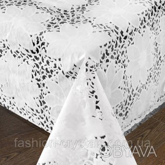 біла скатертина вінілова з ажурним малюнком, якісне виконання, ширина 1.37 м, на. . фото 1