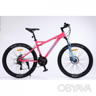 Алюм.рама 17 ", SHIMANO 21SP, алюм.DB, FW TZ500, малиново-бірюзовий. . фото 1