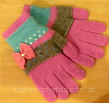 гарні вовняні рукавички для дівчаток, приємні на дотик, теплі. . фото 2