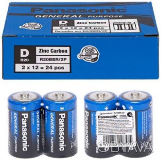Батарейка Panasonic R2OBER / 2p Тип: zinc carbon. Типорозмір: R2OBER, напруга 1,. . фото 1