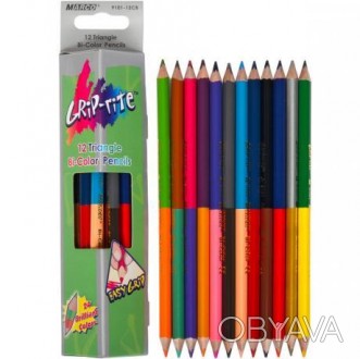 Олівці кольорові Marco 24 кольори 9101-12CB. М'які кольорові двосторонні олівці . . фото 1