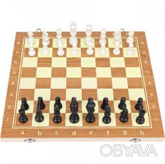 Шахматы + нарды + шашки из натурального дерева. Размер 40х20х5 см. . фото 1