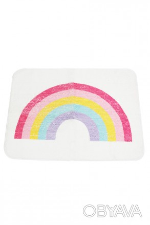 Детский коврик для ванной с нескользящей основой. На коврике нарисована радуга. . . фото 1