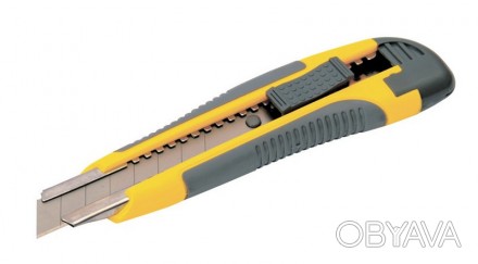 Нож строительный MASTERTOOL с отломным лезвием 18 мм ABS пластик с TPR покрытием