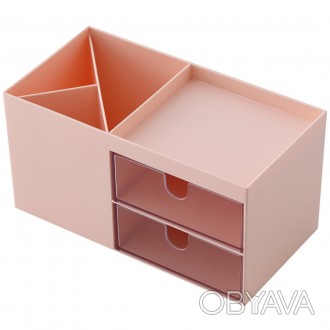 Настільний ящик-органайзер MORO для зберігання рожевий 17.6*9*9.2 M-4511P. . фото 1