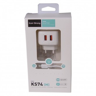 Описание Адаптера сетевого KONI Strong с кабелем Micro USB KS74(M), белый
Сетево. . фото 3