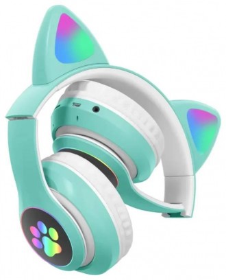 Наушники Кошачьи ушки беспроводные с разноцветной подсветкой RGB и MP3 плеером C. . фото 7