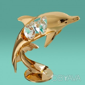 Фигурка со стразами Swarovski Дельфин.
 Материал: металл, кристаллы Swarovski
 В. . фото 1