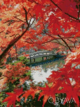 Алмазна картина HX172 "Червоне листя", розміром 30х40 см. . фото 1