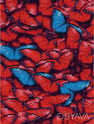 Алмазна картина HX239 "Червоні метелики", розміром 30х40 см. . фото 1