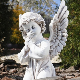 Статуэтка ангел молящийся выполнена из полимерного материала. Высота изделия – 3. . фото 4