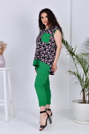Цвет: электрик, зеленый
Ткань: софт
Длина: блузка впереди - 70-72 см/по спинке -. . фото 5
