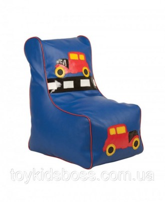 Кресло мешок детский Машинка синий Габаритный размер: Высота спереди - 37 см. Ши. . фото 3