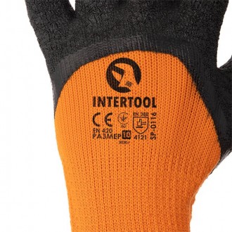 Утепленные перчатки INTERTOOL SP-0116 с латексным покрытием, предназначены для з. . фото 4