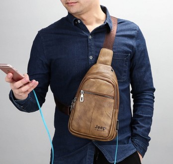 Мужская сумка бананка на грудь барсетка на плечо кроссбоди Jeep с USB экокожа
Хр. . фото 8