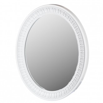 Настінне овальне дзеркало з білою рамою, декорованою візерунком, - одна з класич. . фото 2