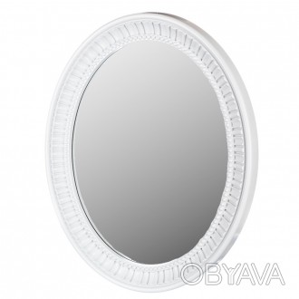 Настінне овальне дзеркало з білою рамою, декорованою візерунком, - одна з класич. . фото 1