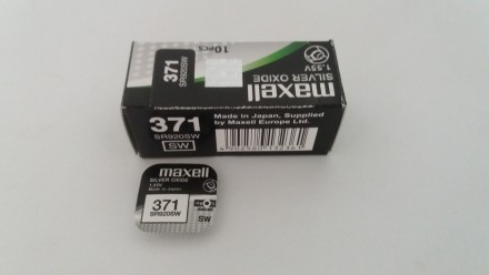 Батарейка для часов. Maxell SR920SW (371) 1.55V 39mAh 9,5x2.05mm Серебрянно-цинк. . фото 7