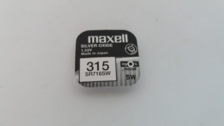 Батарейка для часов. Maxell SR716SW (315) 1.55v 21mAh 7,9x1,68mm Серебрянно-цинк. . фото 3