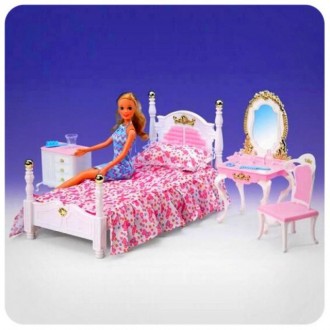 Лялькові меблі Глорія 2319 Gloria/My Fancy Life Спальня з комодом і дзеркалом.
Н. . фото 7