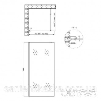 Душевая перегородка Qtap Walk-In Standard CRM209.C8 изготовлена из высокопрочног. . фото 1