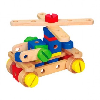 Из деревянного конструктора Viga Toys, 53 элемента, можно построить машинку, вер. . фото 6