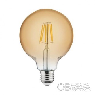 Лампа вінтажна світлодіодна "RUSTIC GLOBE-6" 6W Filament led 2200К E27. . фото 1