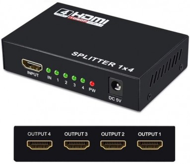Сплиттер HDMI 1x4 на 4 порта 1080P HDMI 1.4 (DC2427). Дніпро. фото 1 Сплиттер HDMI 1x4 на 4 порта 1080P HDMI 1.4 (DC2427). Дніпро. фото 1