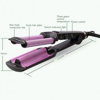 Описание Плойки для волос KEMEI KM 2022, розовой
Тройная плойка KEMEI KМ 2022 пр. . фото 5