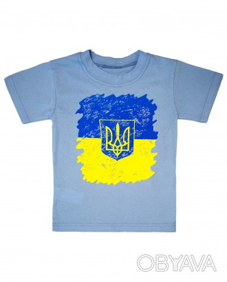 Футболка з патріотичним малюнком у вигляді герба та прапора України ідеально під. . фото 1