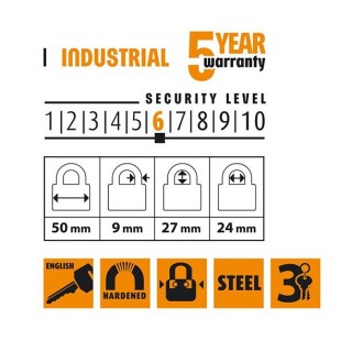 Замок навесной Horst HR-SU1-75E ламинированная сталь 75 мм (HR-SU1-75E)
Замок из. . фото 4